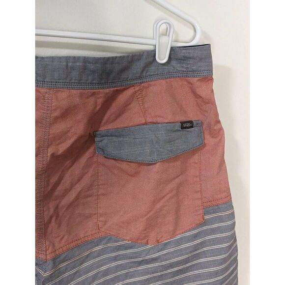 Vans Swim Trunks Boardshorts Orange and Gray Strips - Size 34 - Picture 6 of 8